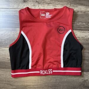 Young & Reckless (Y&R) Red/Black Sport Bra With The RCKLSS Logo On the Band L